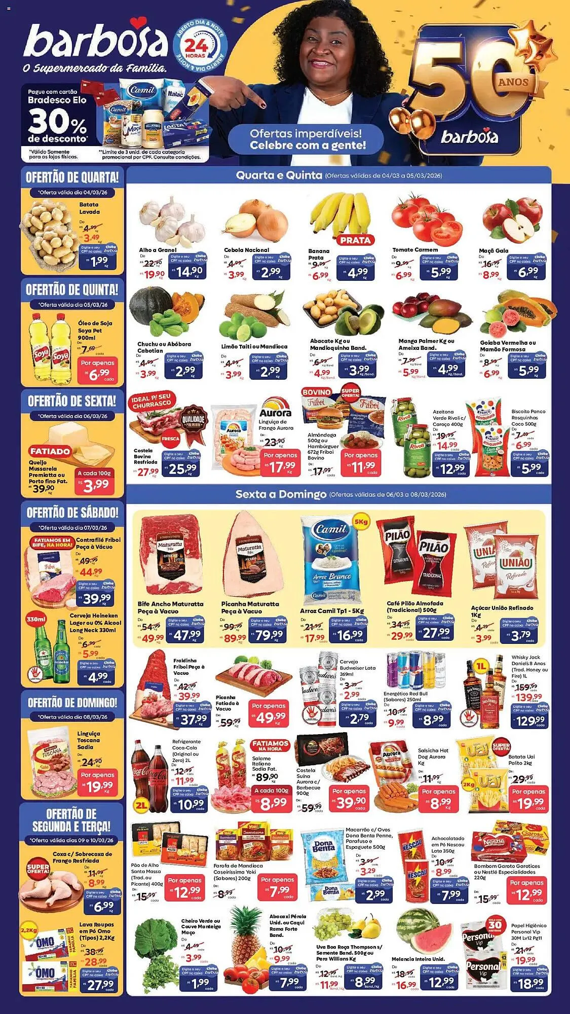 Encarte de Tabloide Barbosa Supermercados 4 de março até 12 de março 2026 - Pagina 1