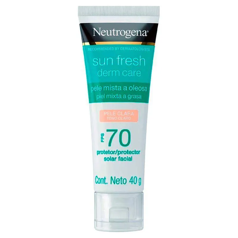 Protetor Solar Facial Neutrogena Sun Fresh Derma Care Oily Skin com Cor Clara FPS70 40g