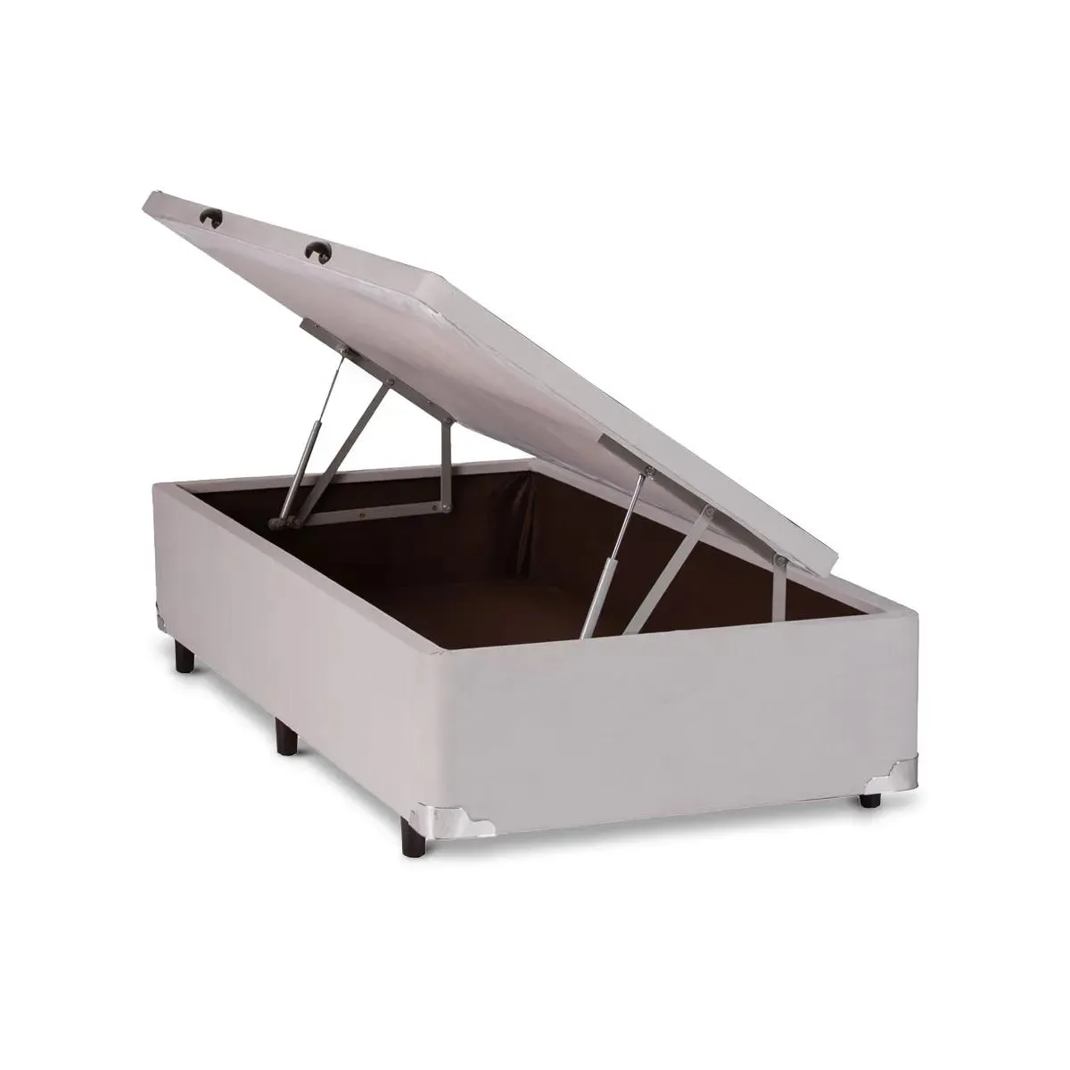 Base Cama Box Com Baú Abertura Lateral King Star Veludo Alumínio