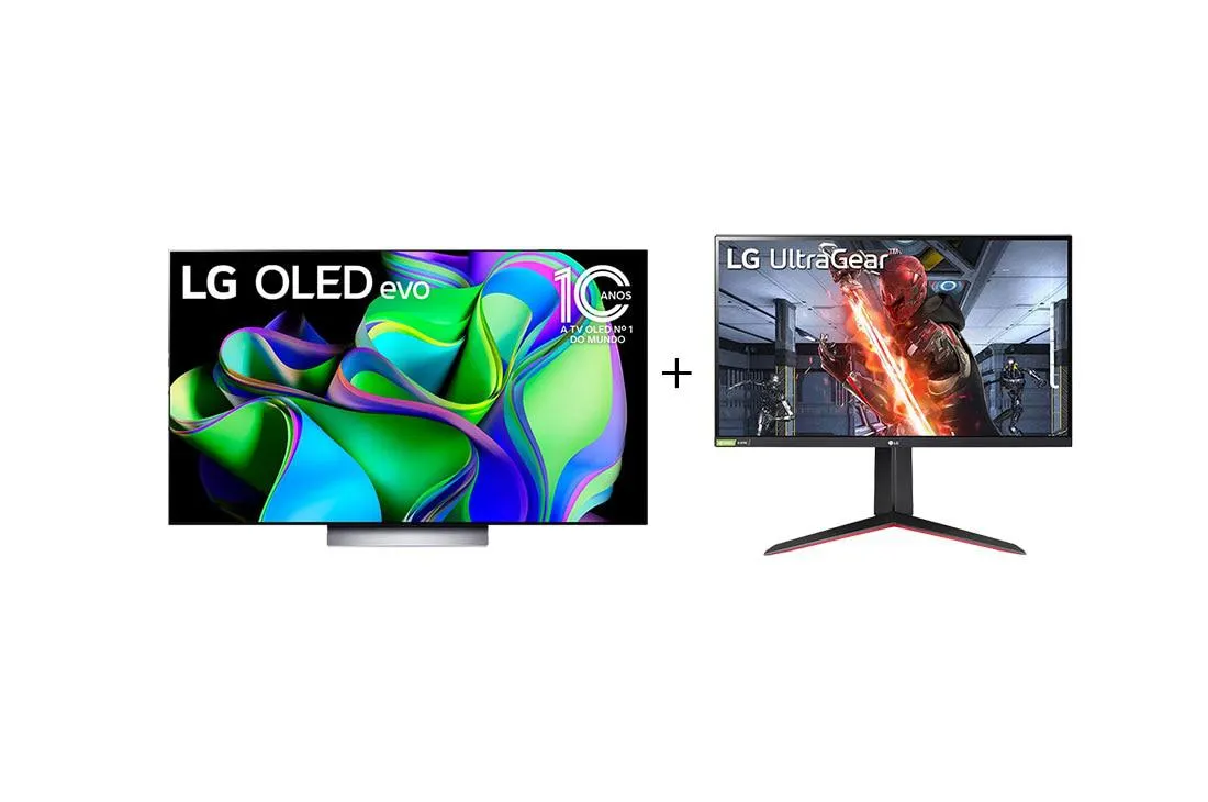 Smart TV LG 55” OLED evo C3 4K + Monitor Gamer 27” LG UltraGear