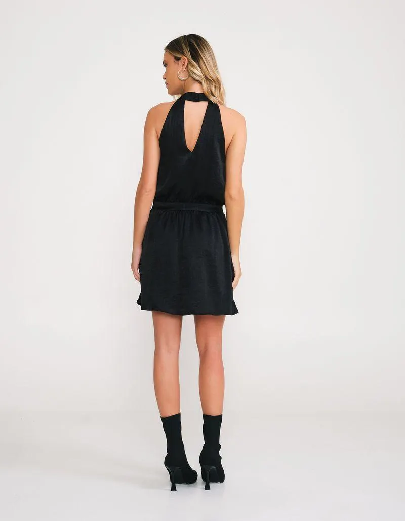 Vestido Curto Amarracao Cintura - Preto