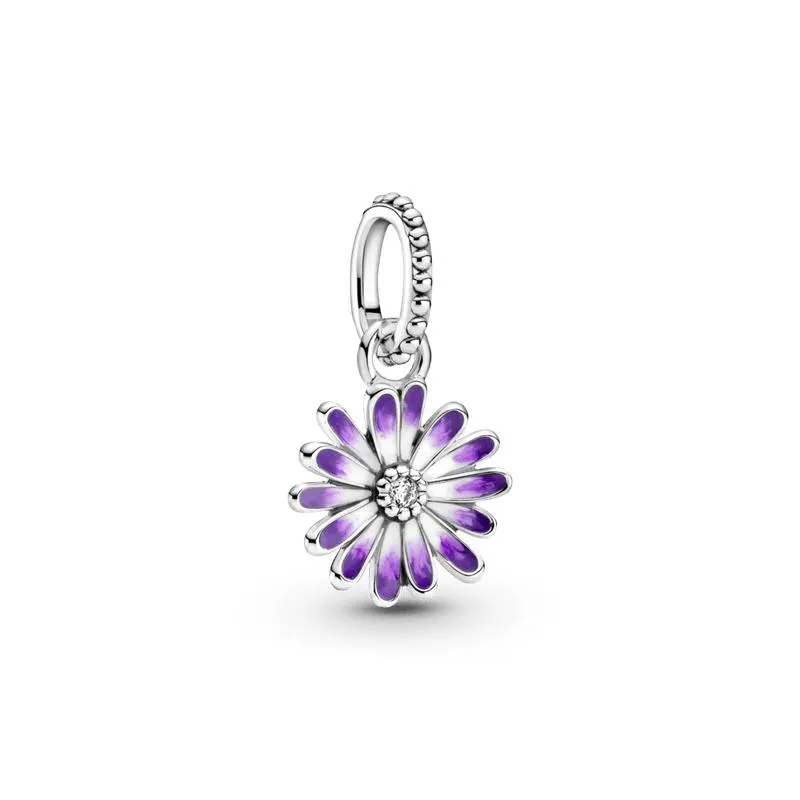 Charm Pendente Flor Margarida Roxa