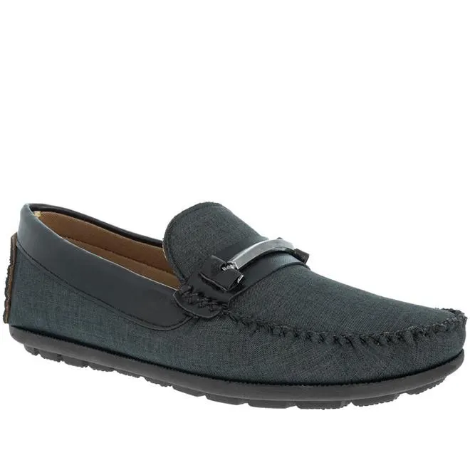 Mocassim Woche Aplicação Recortes Tecido Preto