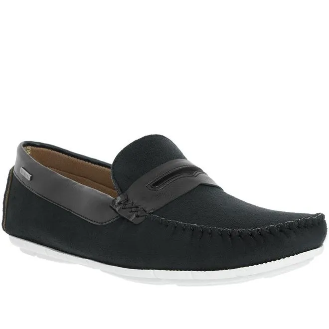 Mocassim Woche Recortes Camurça Preto