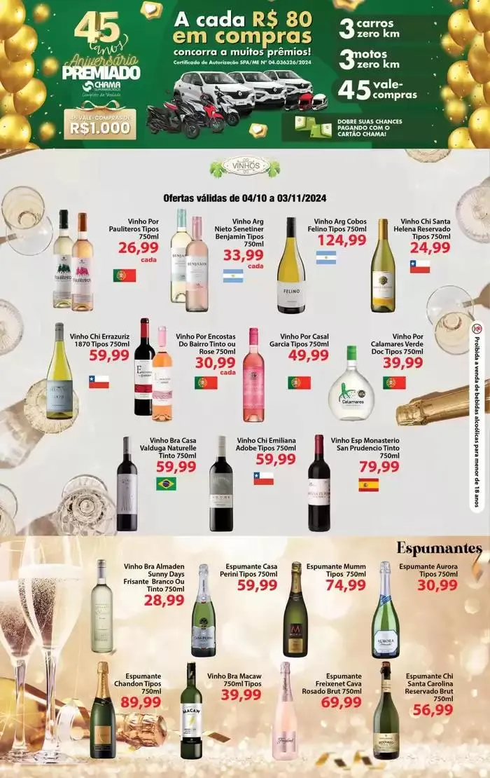 Encarte de Aniversário Chama Supermercados 7 de outubro até 3 de novembro 2024 - Pagina 1