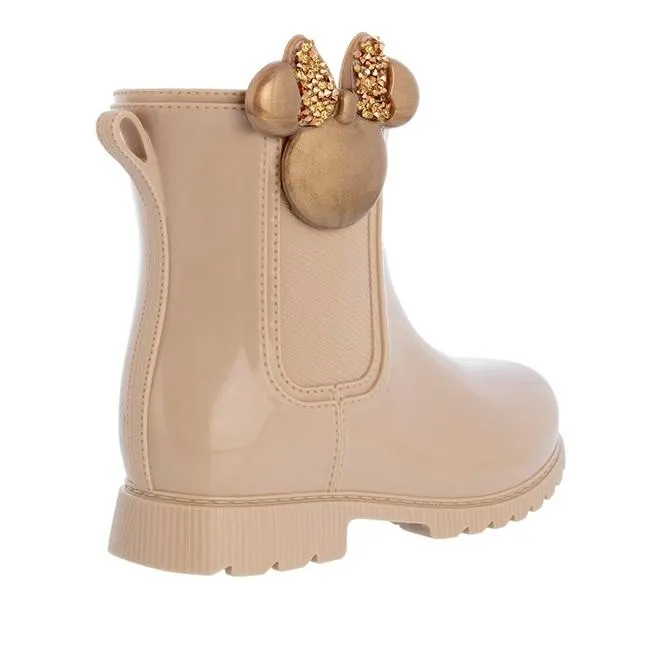Galocha Infantil Disney Fashion Minnie Mouse Metalizada Glitter Bege