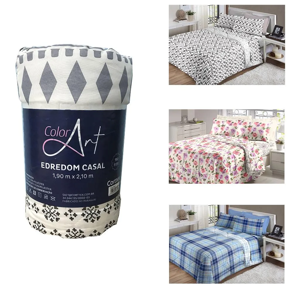 Edredom Casal Color Art 150 Fios 100% Poliéster Sortido 190x210cm Ref.70024000072021 Corttex
