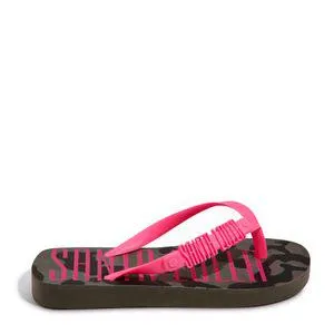 Flip Flop Infantil Rosa Neon Borracha Salto Flat
