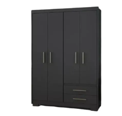 Guarda Roupas Solteiro 4 Portas 2 Gavetas Primacy Preto Batrol