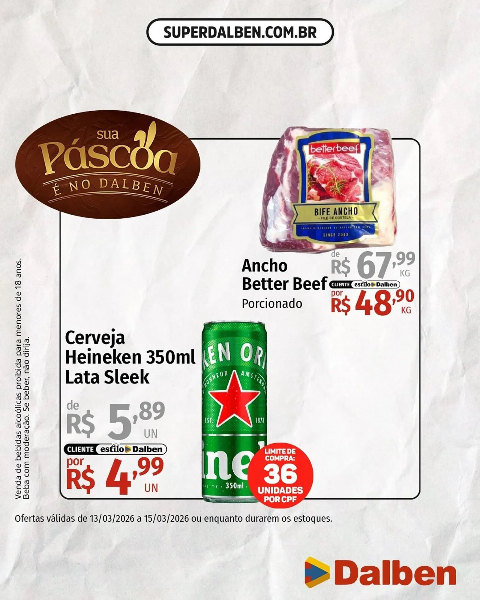 Encarte de Catálogo Supermercado Dalben 13 de março até 15 de março 2026 - Pagina 1
