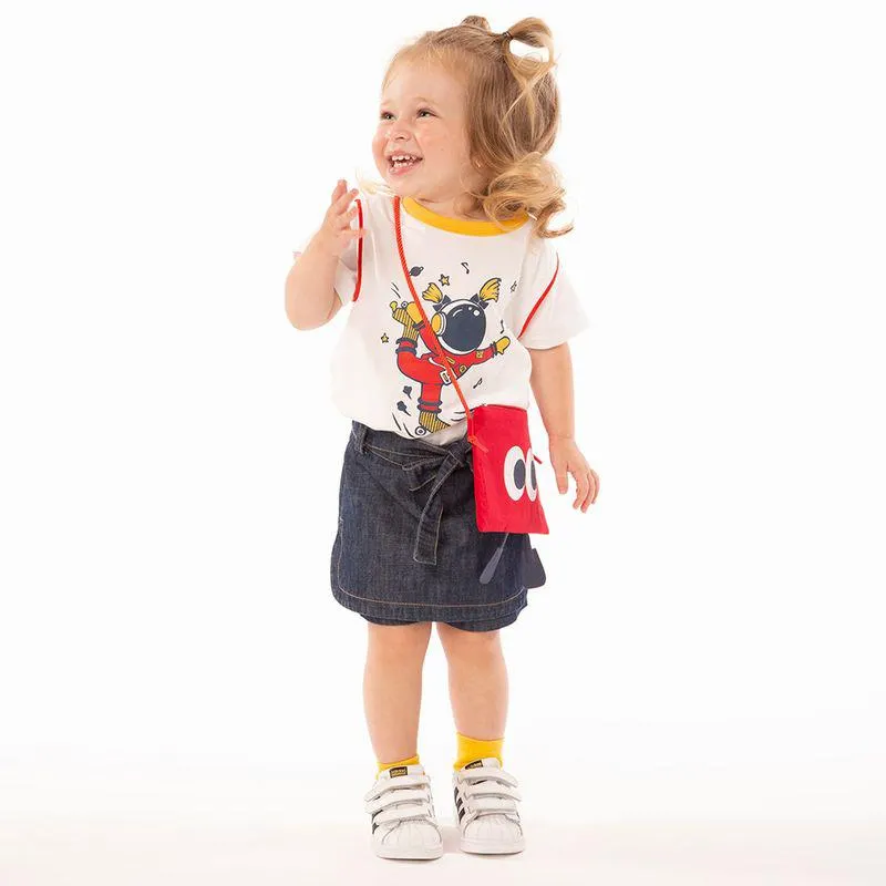 Camiseta Toddler Menina Space Skater Branca