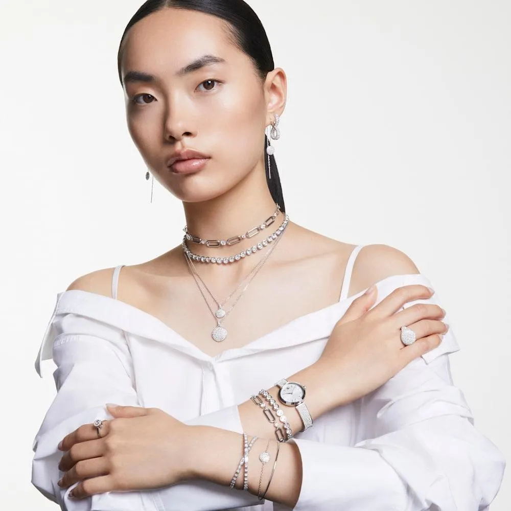 Bracelete Meteora, Branca, Revestido em ródio