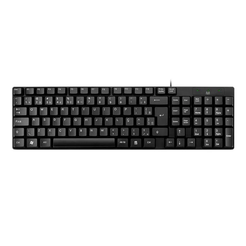 Teclado Com Fio Compacto Conexão USB Cabo de 120cm Resistente Água Preto - TC193