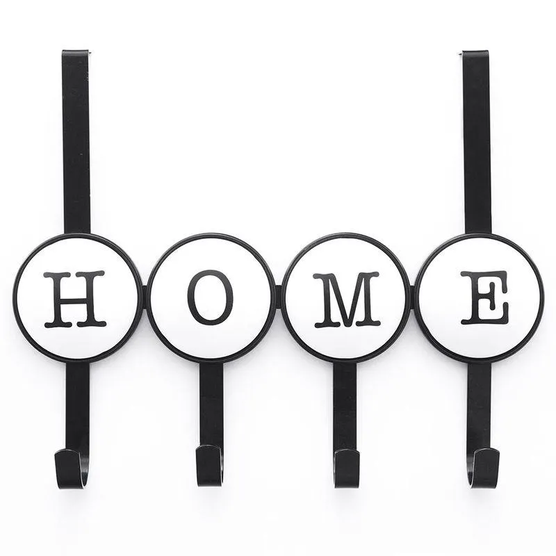 Cabideiro para Porta com 4 Ganchos Home Preto - Home Space