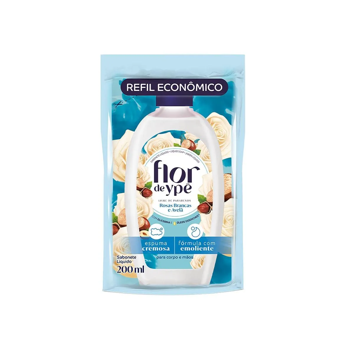 Sabonete Liquido Flor Ypê Rosas Brancas e Avelã Refil 200ml