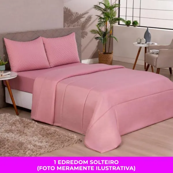 Edredom Solteiro Microfibra Colors Rosa Blush Vestcasa