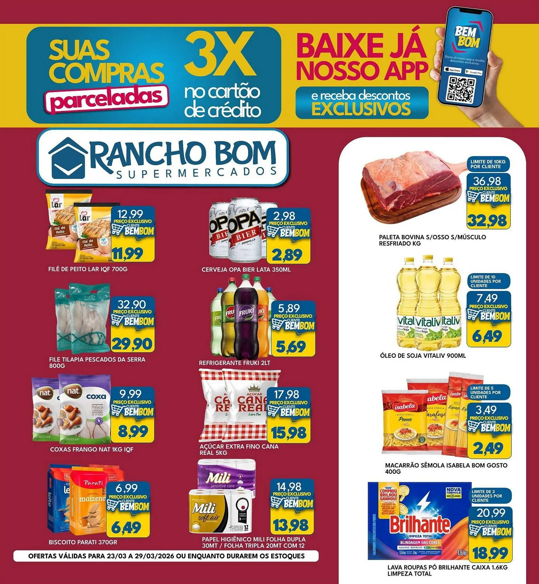 Encarte de Catálogo Rancho Bom Supermercados 23 de março até 29 de março 2026 - Pagina 1