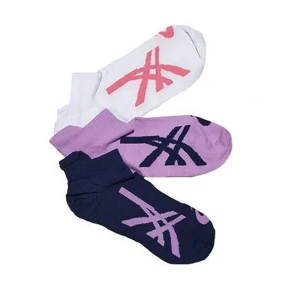 Meia ASICS - Unissex - Branco, Roxo e Azul Marinho