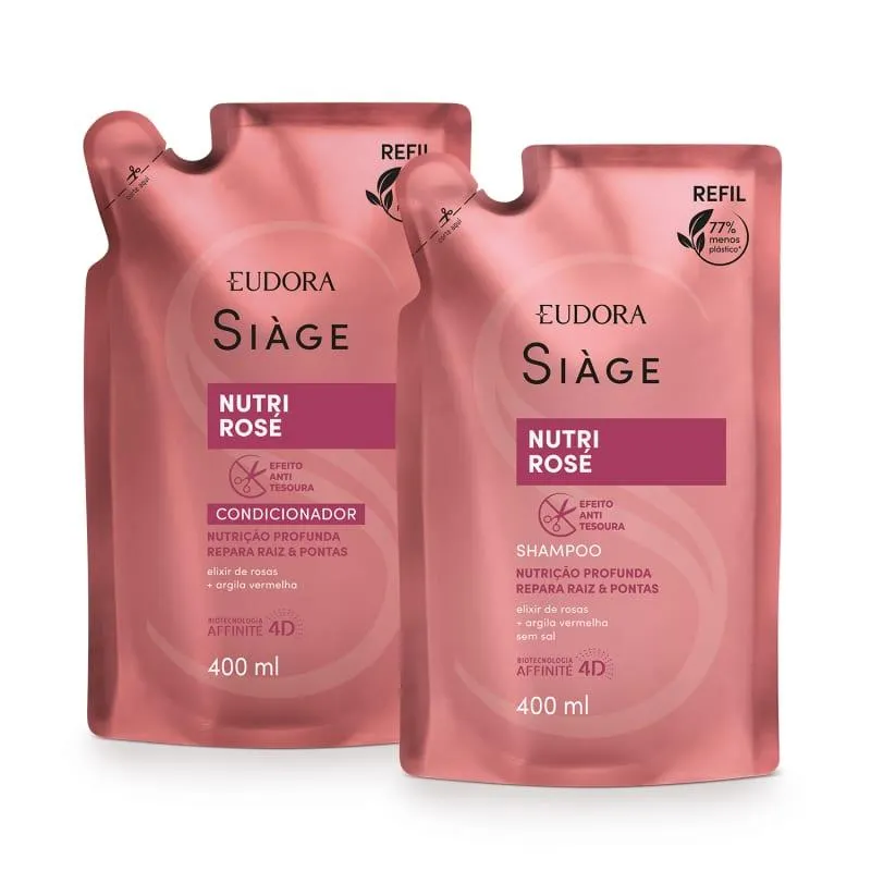 Combo Refil Siàge Nutri Rosé: Shampoo 400ml + Condicionador 400ml