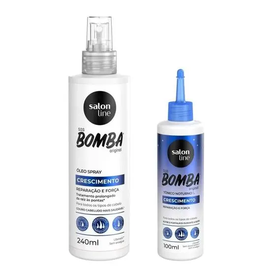 Kit Salon Line SOS Bomba com Tônico noturno + Óleo em Spray Crescimento