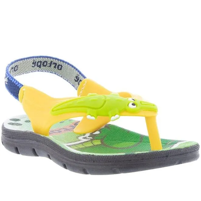 Chinelo Infantil Ortopé Acqua Jacaré Elástico Amarelo