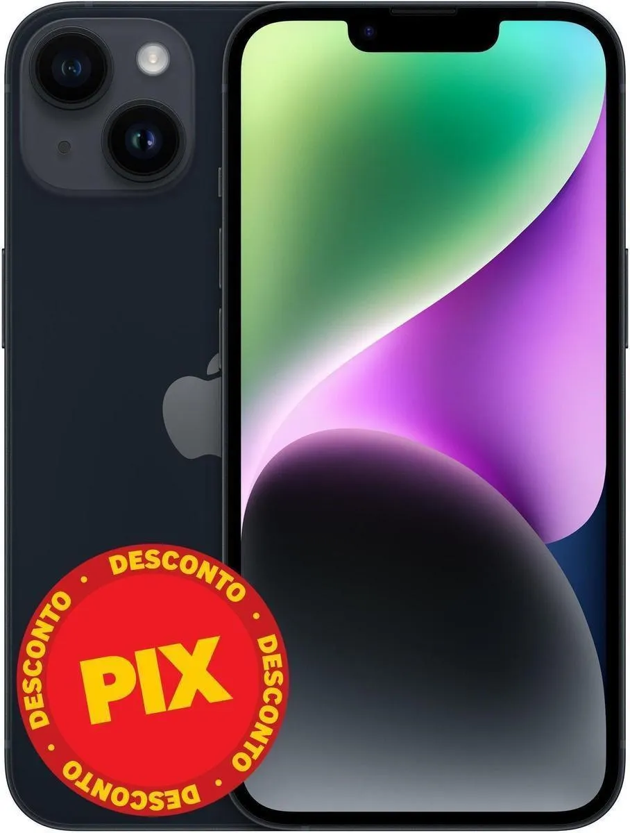Apple Iphone 14 128GB Preto Tela 6.1" com Câmera Dupla e Câmera Selfie 12MP