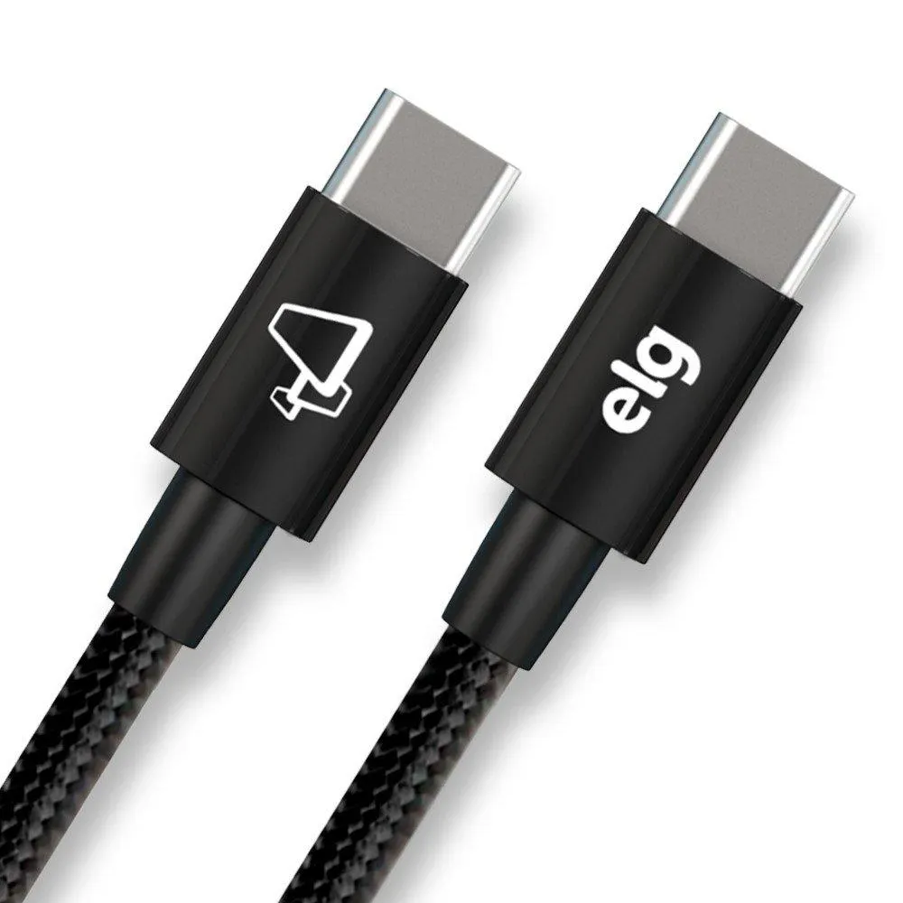 Cabo ELG USB-C/USB-C 1.0m 60W Tecido Trançado Preto
