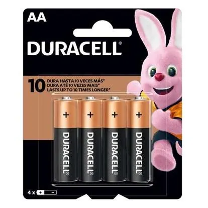 Pilha Alcalina Pequena AA PT 4 UN Duracell