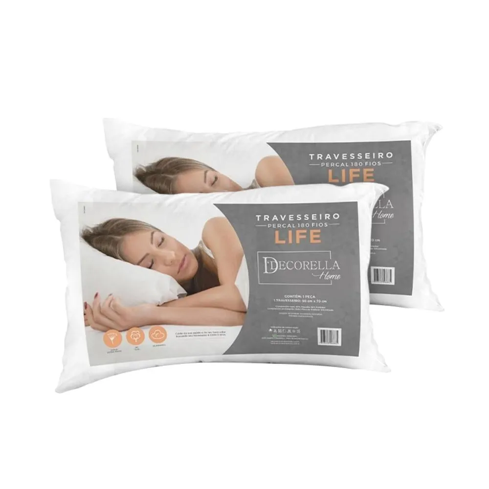 Kit 2 Travesseiros Life 70x50cm - Decorella