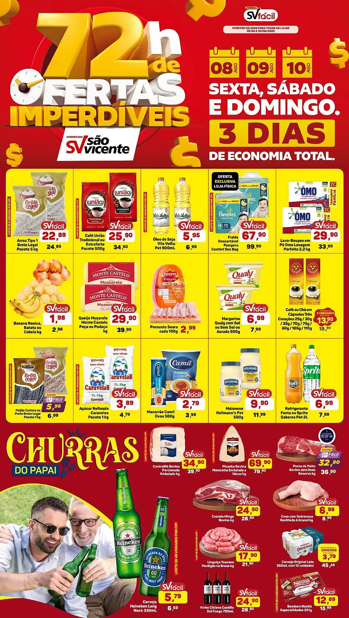 Encarte de Catálogo Supermercados São Vicente 8 de agosto até 10 de agosto 2025 - Pagina 1