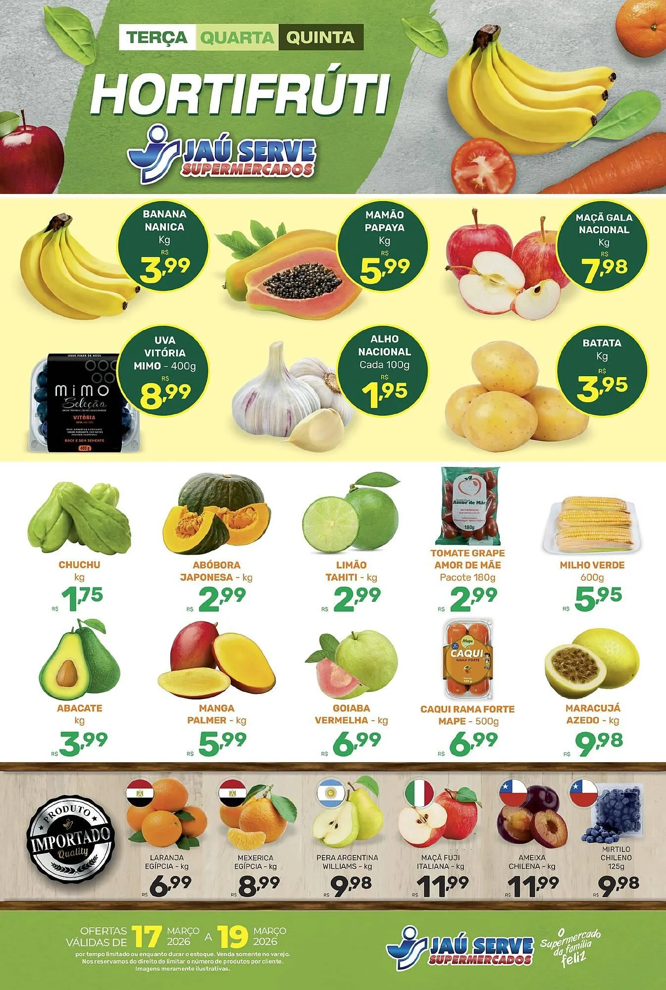 Encarte de Catálogo Supermercados Jau Serve 17 de março até 19 de março 2026 - Pagina 1
