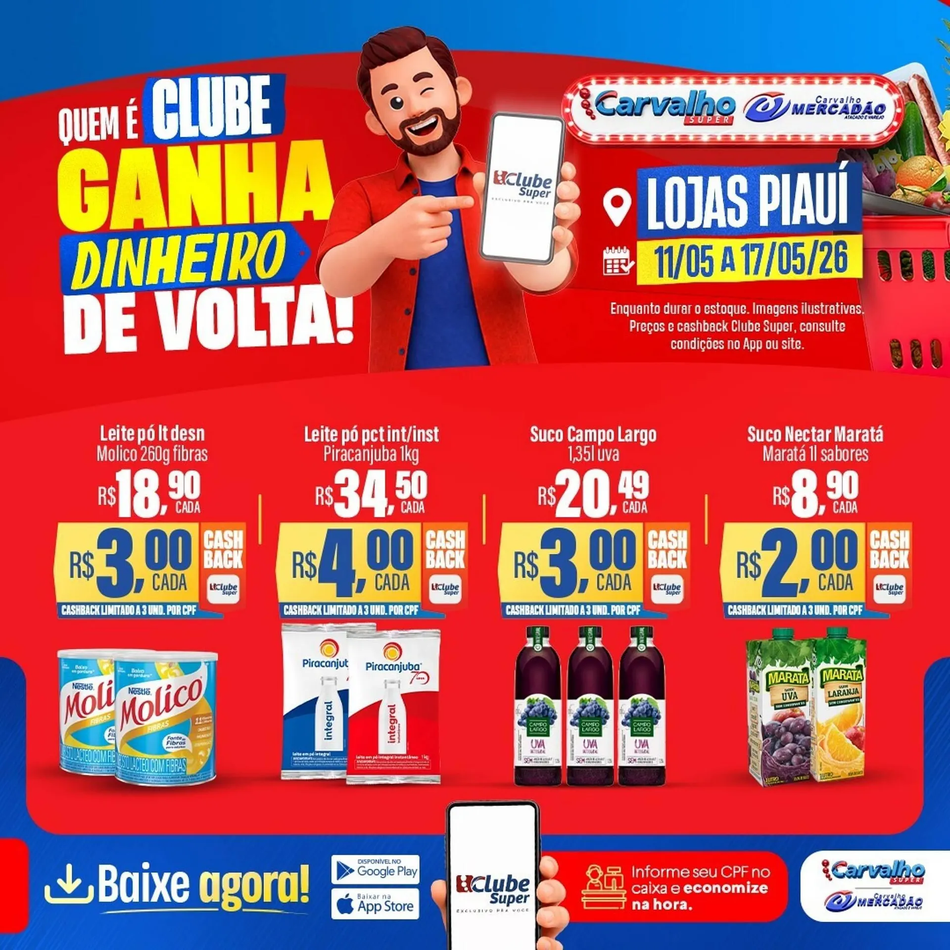 Encarte de Catálogo Carvalho Supermercado 12 de maio até 17 de maio 2026 - Pagina 1