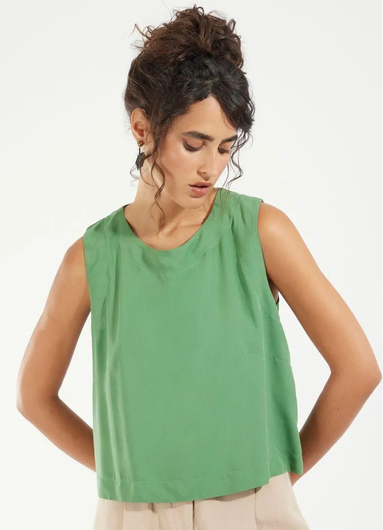 Regata shell viscose lisa verde escuro