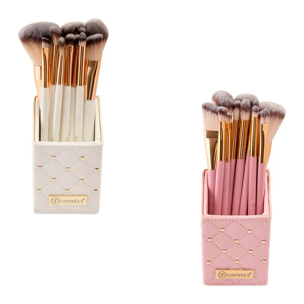 Kit Pincéis Para Maquiagem Cabo Madeira Sortidos 12 Peças 19,5x7,5cm LM3010 - honeyhome