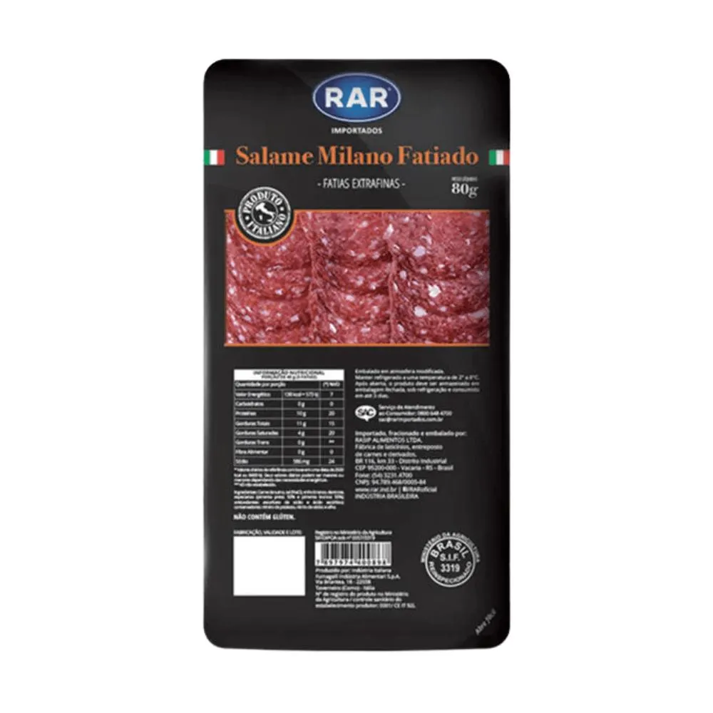 Salame Milano Fatiado Rar 80g | Oba Hortifruti