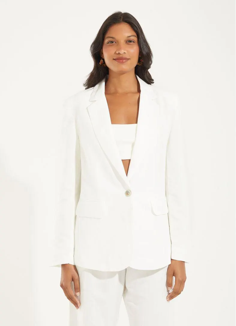 Blazer alfaiataria linho branco