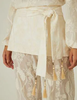 Calça Seda Pantalona Bordado