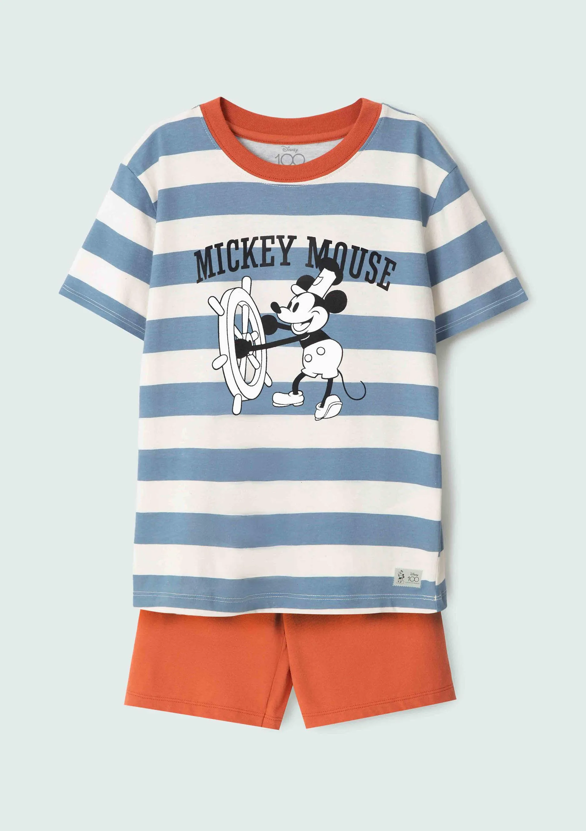 Pijama Infantil Menino + Porta Pijama Mickey Disney 100 Anos - Azul