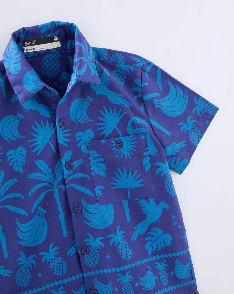 Camisa Brocado Tropical Noite