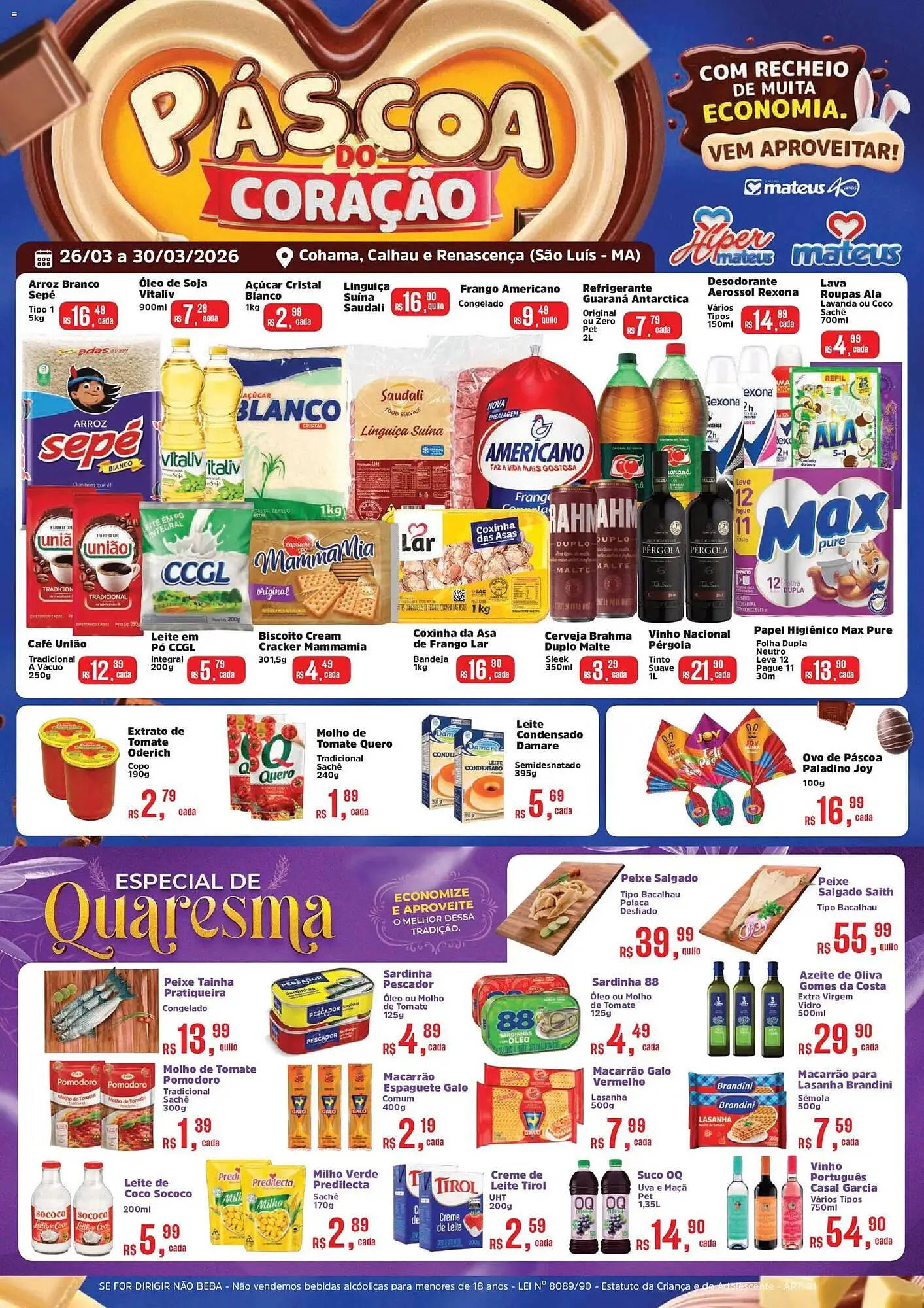 Encarte de Catálogo Supermercados Mateus 26 de março até 30 de março 2026 - Pagina 1