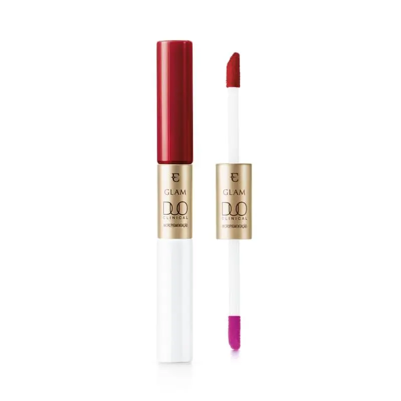 Batom Líquido Vermelho Magnífico Eudora Glam Duo Clinical Micropigmentação 3,5g