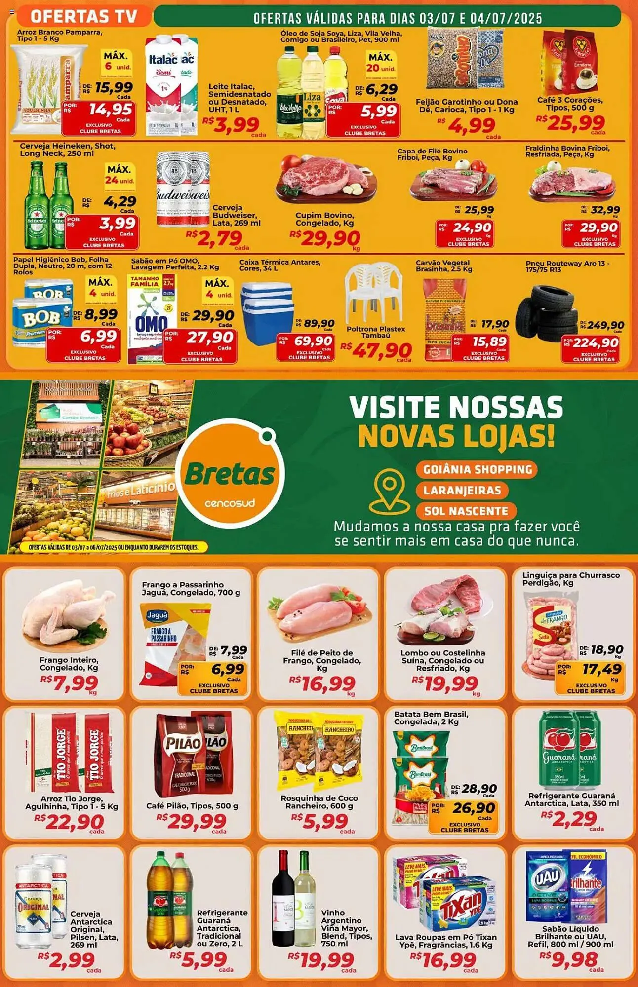 Encarte de Catálogo Supermercados Bretas 3 de julho até 6 de julho 2025 - Pagina 1