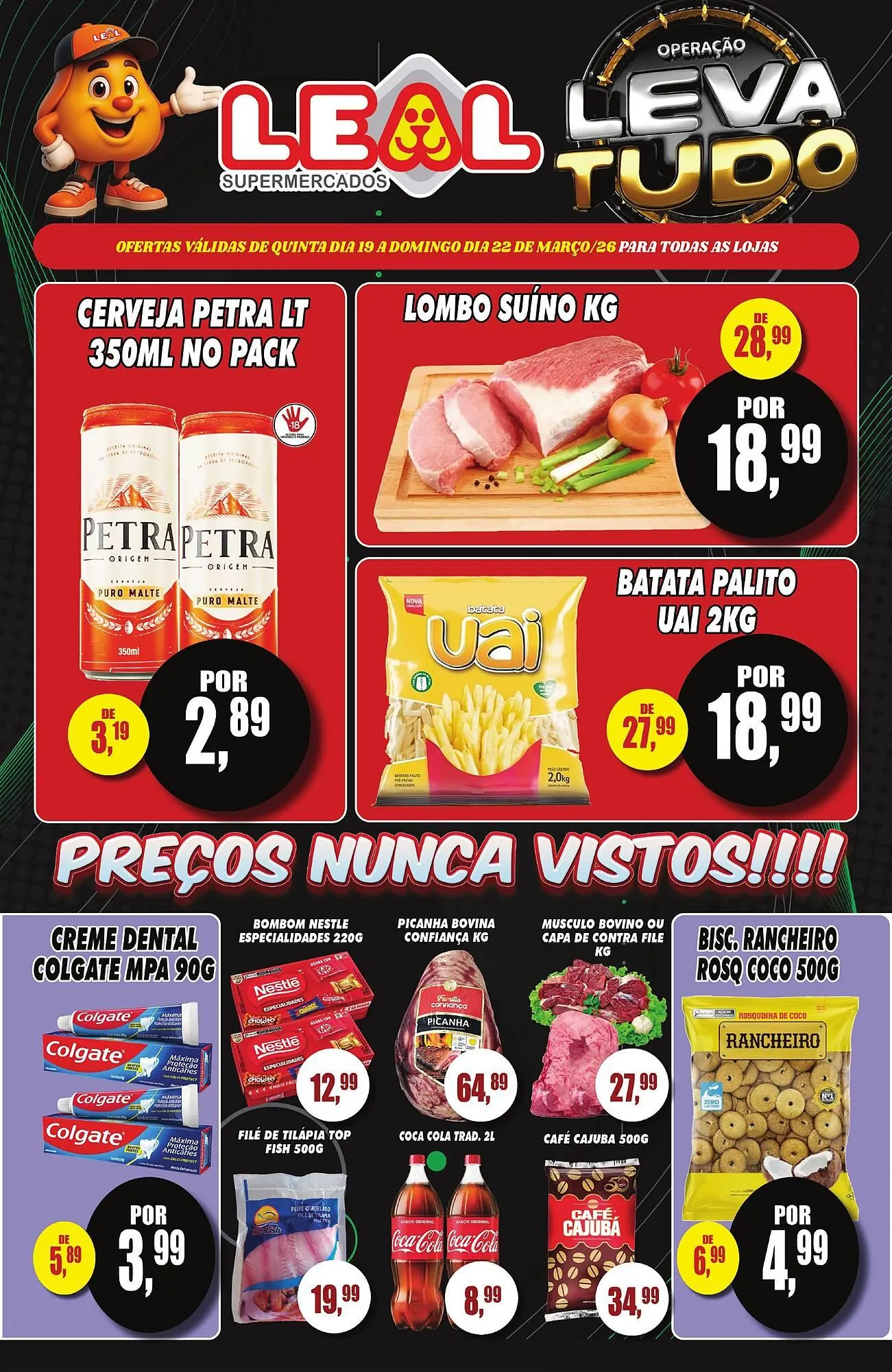 Encarte de Folheto Supermercado leal 18 de março até 22 de março 2026 - Pagina 1