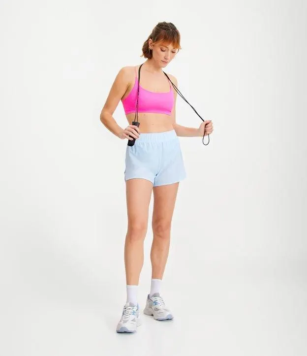 Short Runner Esportivo com Elástico no Cós e Bolso Interno Azul Claro