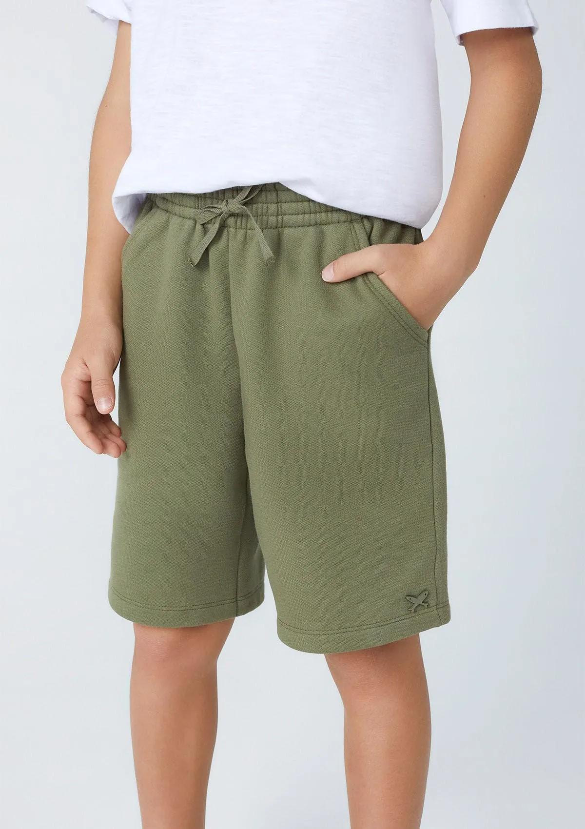 Bermuda Básica Infantil Menino Em Moletom Tam 1 A 16 - Verde