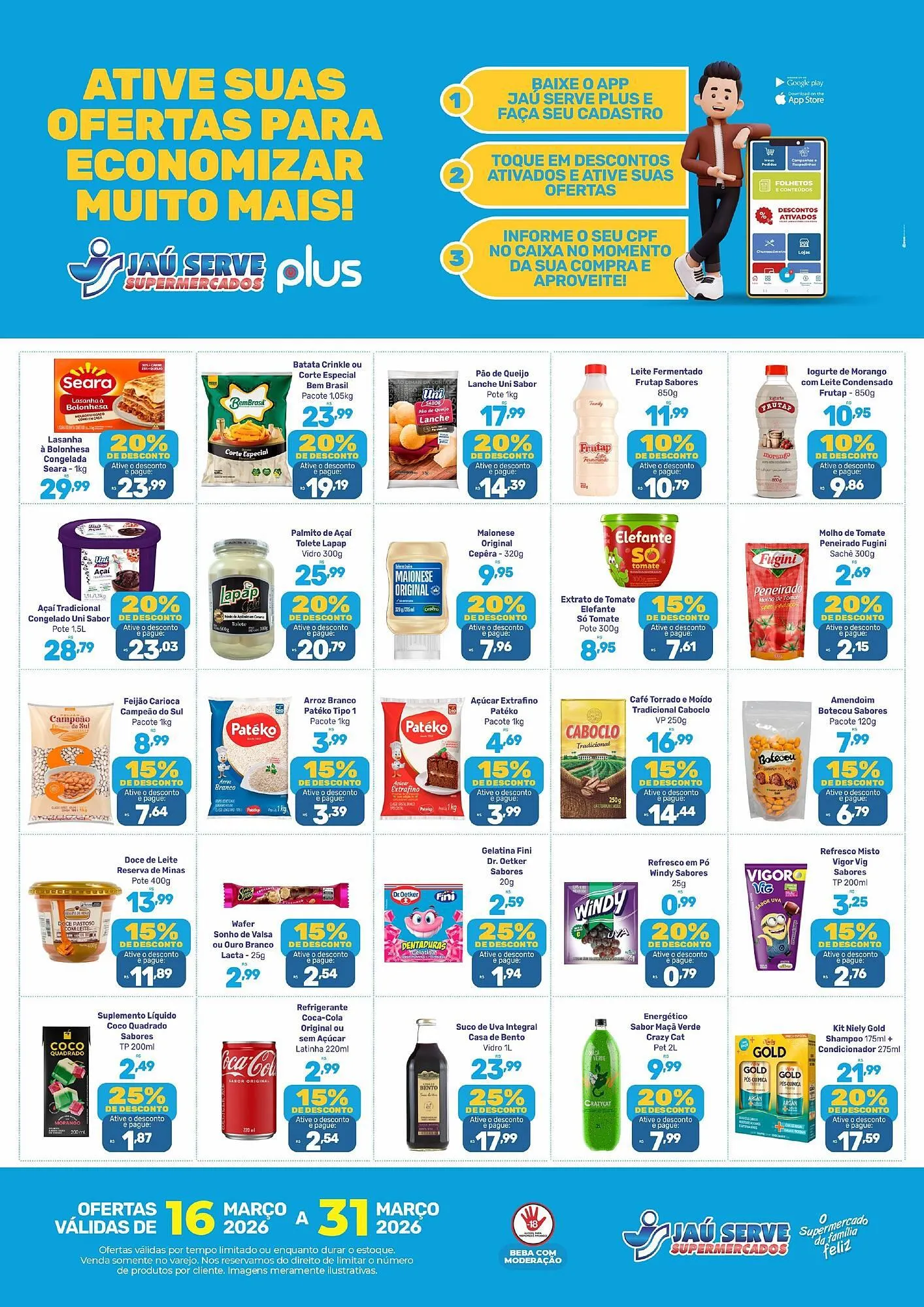 Encarte de Catálogo Supermercados Jau Serve 19 de março até 31 de março 2026 - Pagina 1