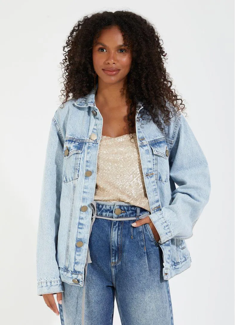 Jaqueta jeans maxi colab camila coutinho jeans