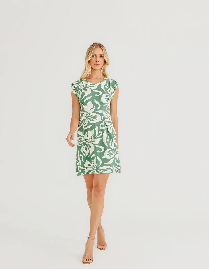 Vestido Curto Estampado Floral Salvia - Verde