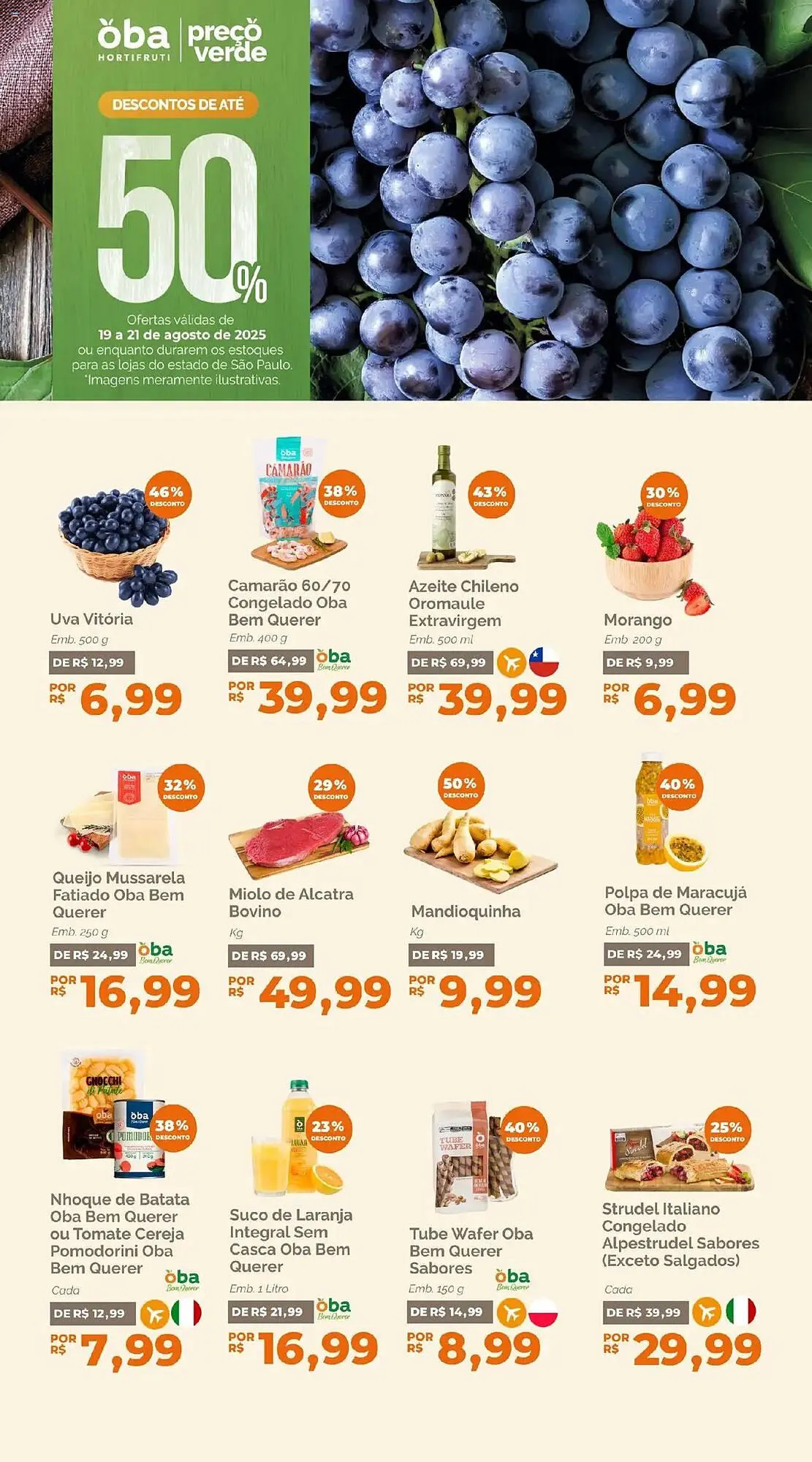Encarte de Catálogo Oba Hortifruti 19 de agosto até 21 de agosto 2025 - Pagina 1