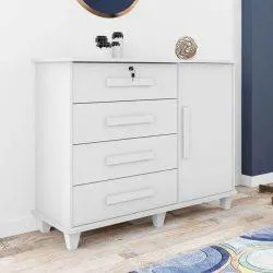 Cômoda RV Móveis Grécia - 4 Gavetas, 1 Porta - Branco